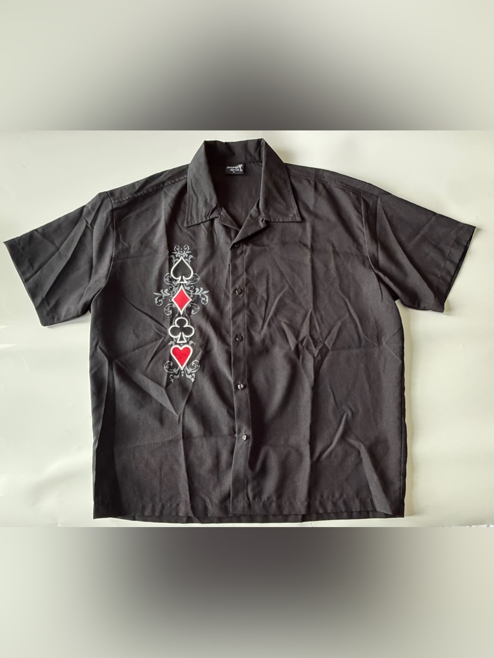 Steady Classics Bowling Shirt XL Black with Ace Spade Diamond Clubs